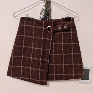 Coffee Plaid Mini Skirt